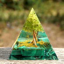 Load image into Gallery viewer, Peridot Tree Orgone Pyramid