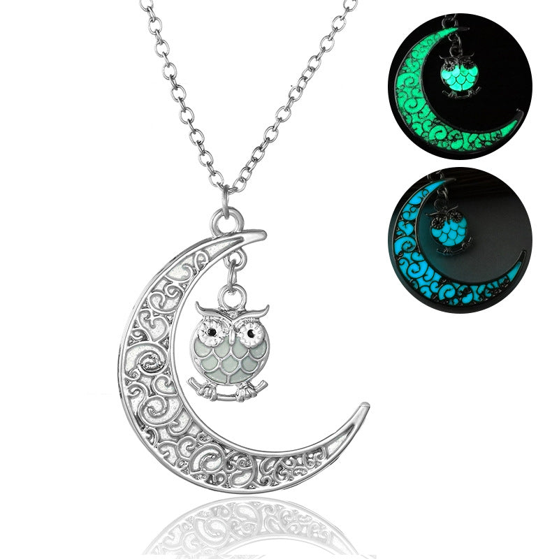 Dark-Glow Owl & Luna Pendant