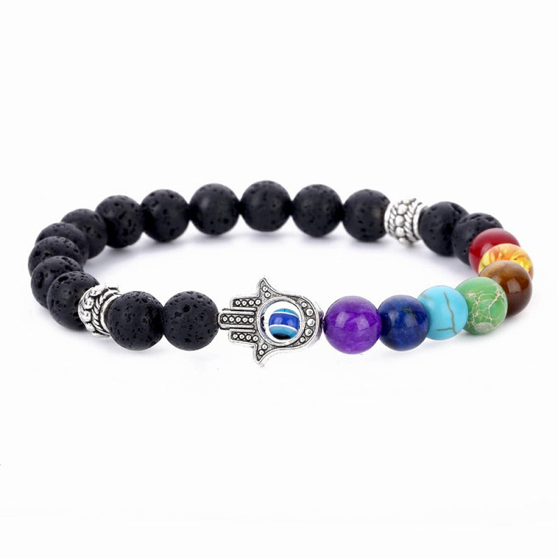 7 Chakras Gemstone Evil Eye Bracelet
