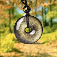 Load image into Gallery viewer, Gold Obsidian Pendant | Dissolve Blocks to Manifesting Desires
