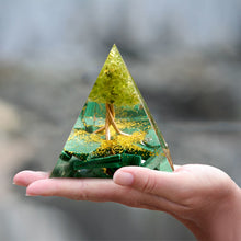 Load image into Gallery viewer, Peridot Tree Orgone Pyramid
