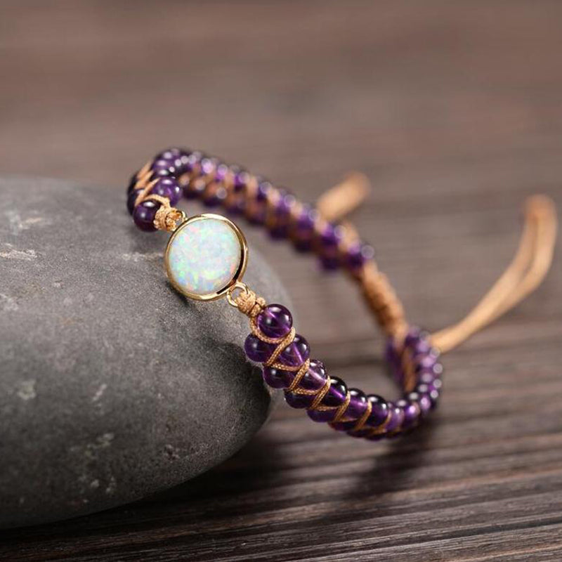 Opal-Amethyst Woven Bracelet