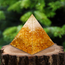 Load image into Gallery viewer, Gold Leaf Orgone Pyramid | Boost Fortune
