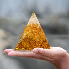 Load image into Gallery viewer, Gold Leaf Orgone Pyramid | Boost Fortune
