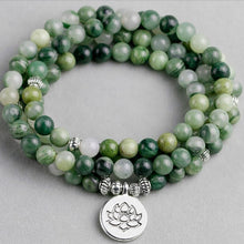 Load image into Gallery viewer, The Agate Moonstone Lotus Mala
