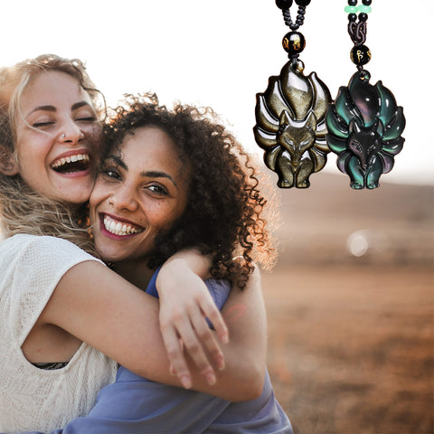 Rainbow Obsidian Nine-Tail Fox Pendant