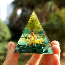 Load image into Gallery viewer, Peridot Tree Orgone Pyramid
