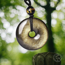 Load image into Gallery viewer, Gold Obsidian Pendant | Dissolve Blocks to Manifesting Desires
