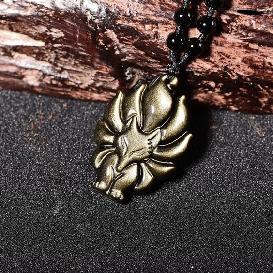 Rainbow Obsidian Nine-Tail Fox Pendant