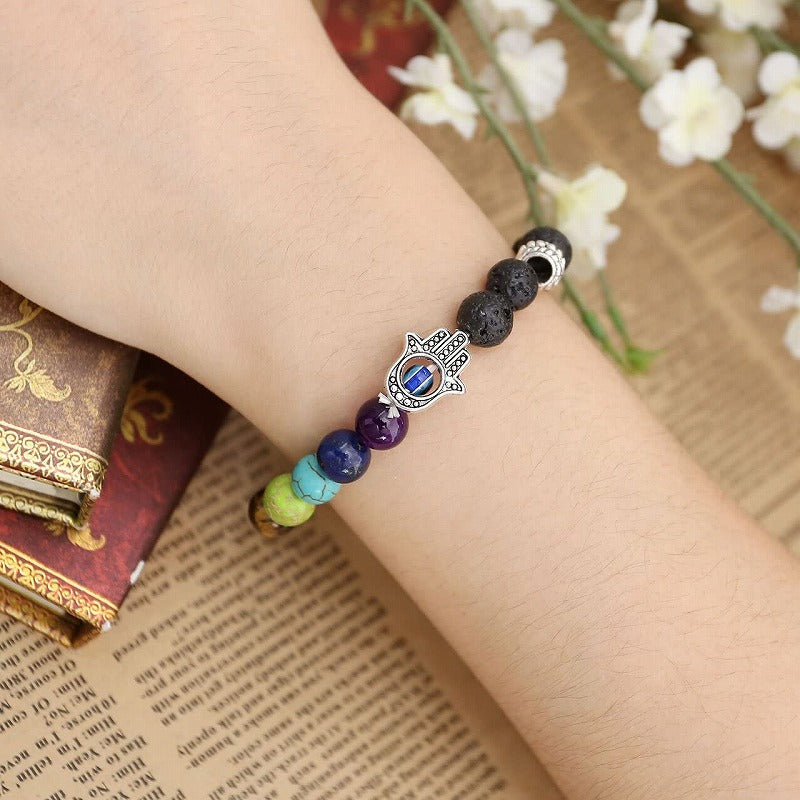 7 Chakras Gemstone Evil Eye Bracelet