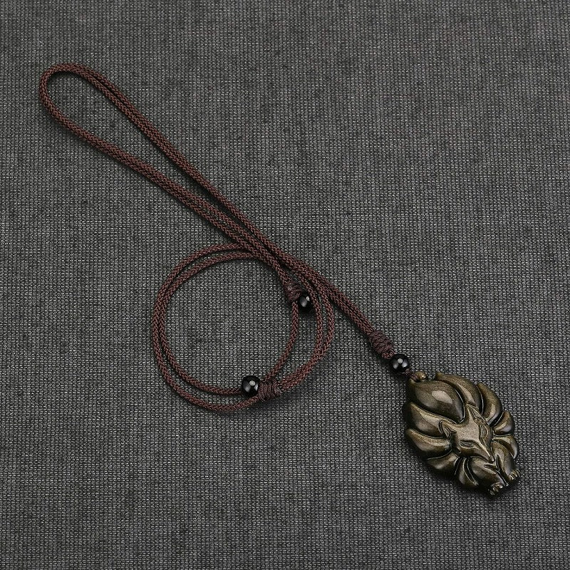 Rainbow Obsidian Nine-Tail Fox Pendant