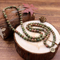 Red-Green Agate Mala