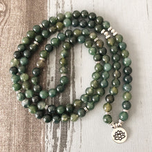 Load image into Gallery viewer, Green Agate Lotus Mala

