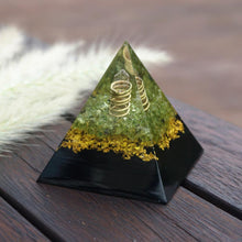 Load image into Gallery viewer, Peridot Cleansing Orgone Pyramid
