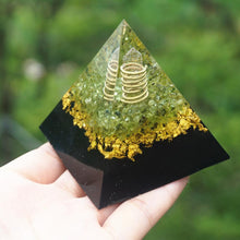 Load image into Gallery viewer, Peridot Cleansing Orgone Pyramid
