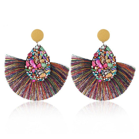 Natural Stone Tassels Earrings