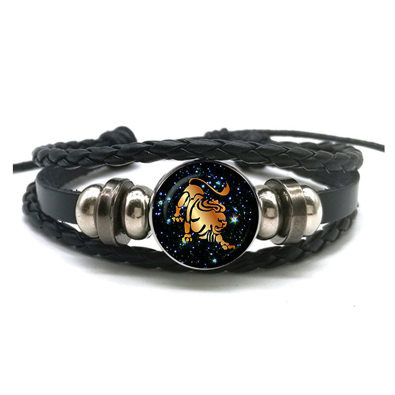 Leather Bracelet with Zodiac Sign