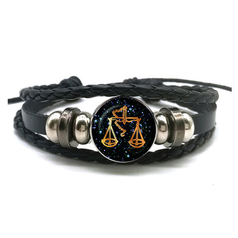 Leather Bracelet with Zodiac Sign