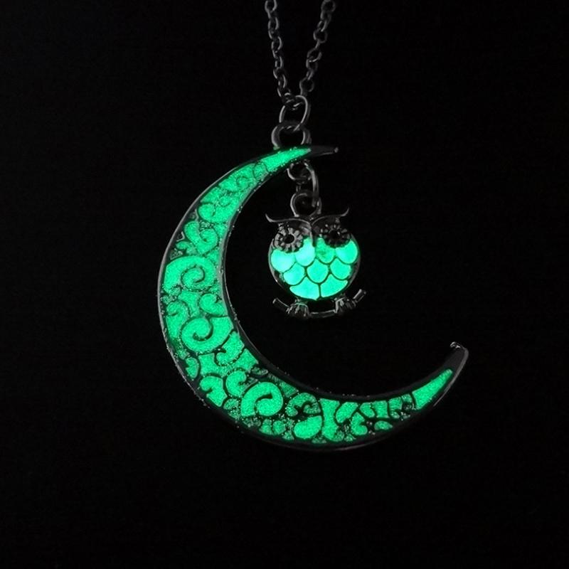 Dark-Glow Owl & Luna Pendant