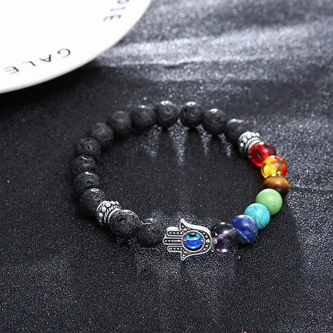 7 Chakras Gemstone Evil Eye Bracelet