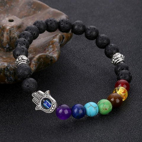 7 Chakras Gemstone Evil Eye Bracelet